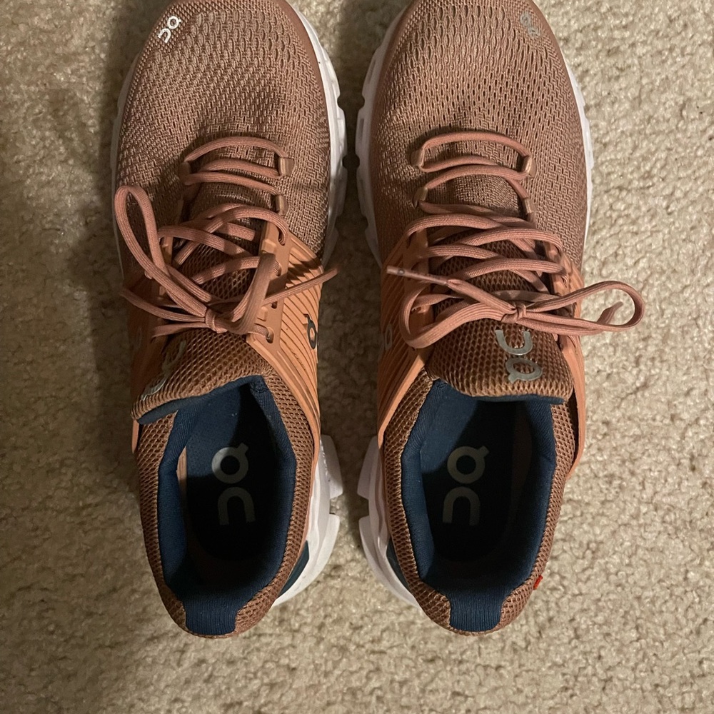 On Running Athletic Shoes in Brown and White